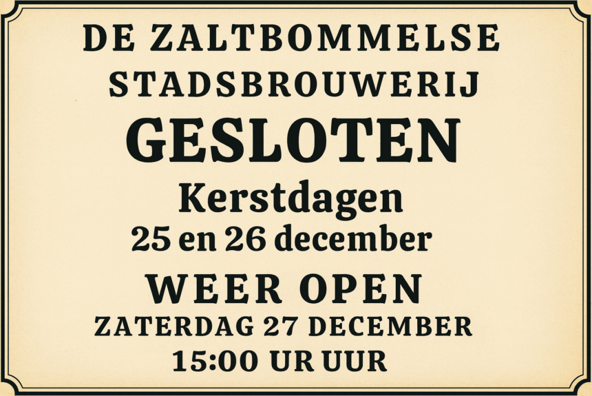 gesloten Gesloten tijdens de kerst