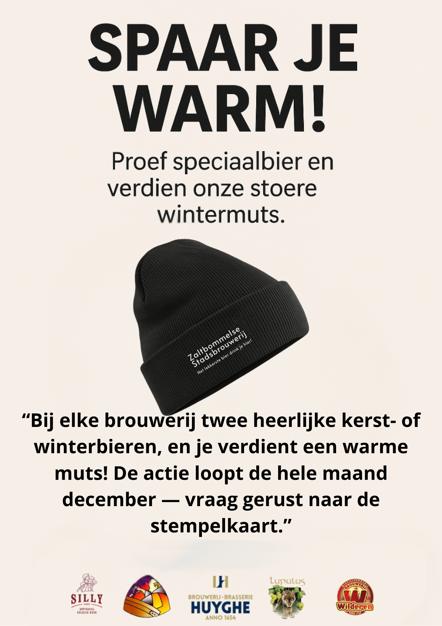 poster Verwarm je winter met speciaalbier én een muts!