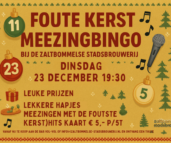 Dinsdag 23 december: Foute Kerst Meezingbingo
